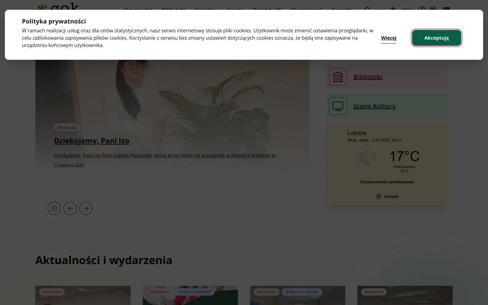 Podgląd: Strona GOK Lubsza